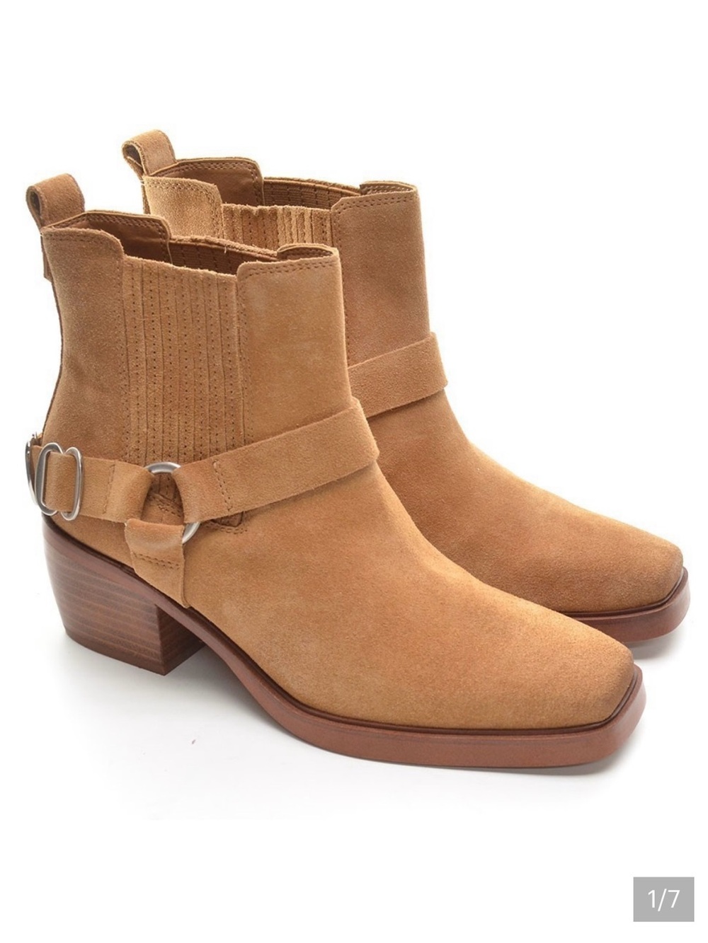 Sam Edelman Tan Suede Harness Chelsea Booties